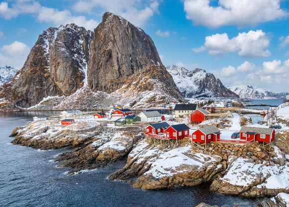 Hamnoy Village (Landscape) Jigsaw Puzzle by Artist Jaime Dormer and Manufactured by QPuzzles in Queensland