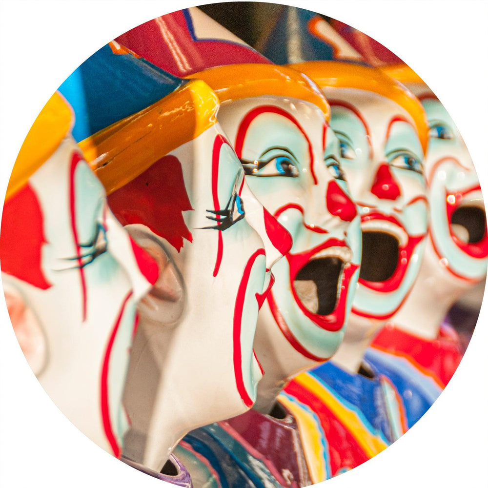 Clowning Around (Round) Jigsaw Puzzle by Artist Jaime Dormer and Manufactured by QPuzzles in Queensland