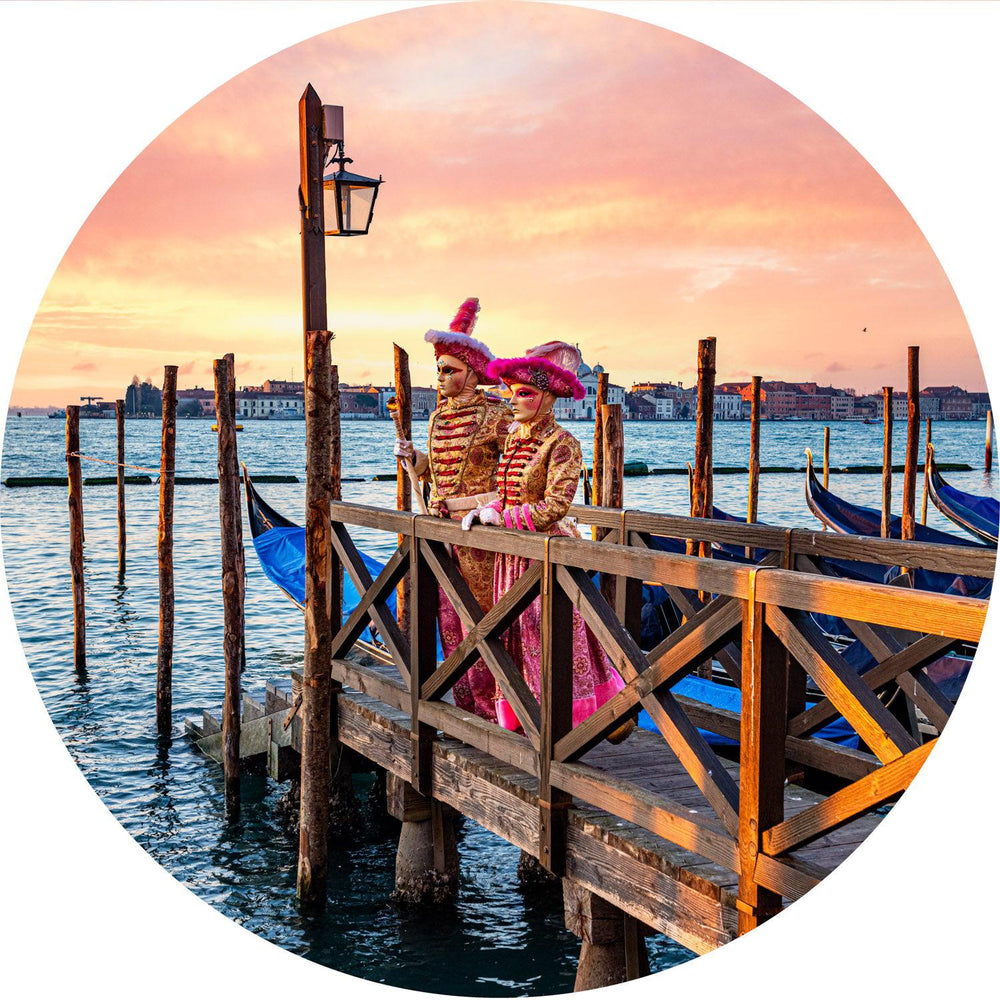 Faces of the Venice Festival (Round) Jigsaw Puzzle by Artist Jaime Dormer and Manufactured by QPuzzles in Queensland