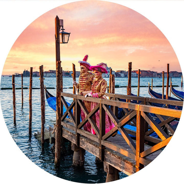 Faces of the Venice Festival (Round) Jigsaw Puzzle by Artist Jaime Dormer and Manufactured by QPuzzles in Queensland