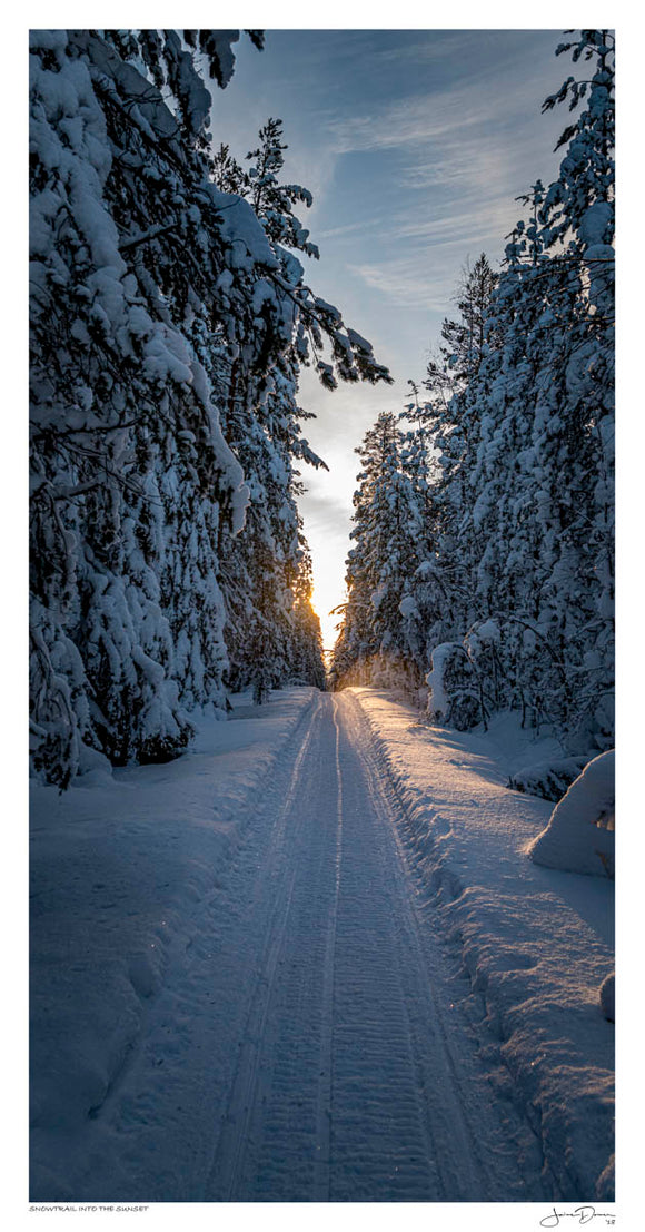 Snowtrail into the Sunset