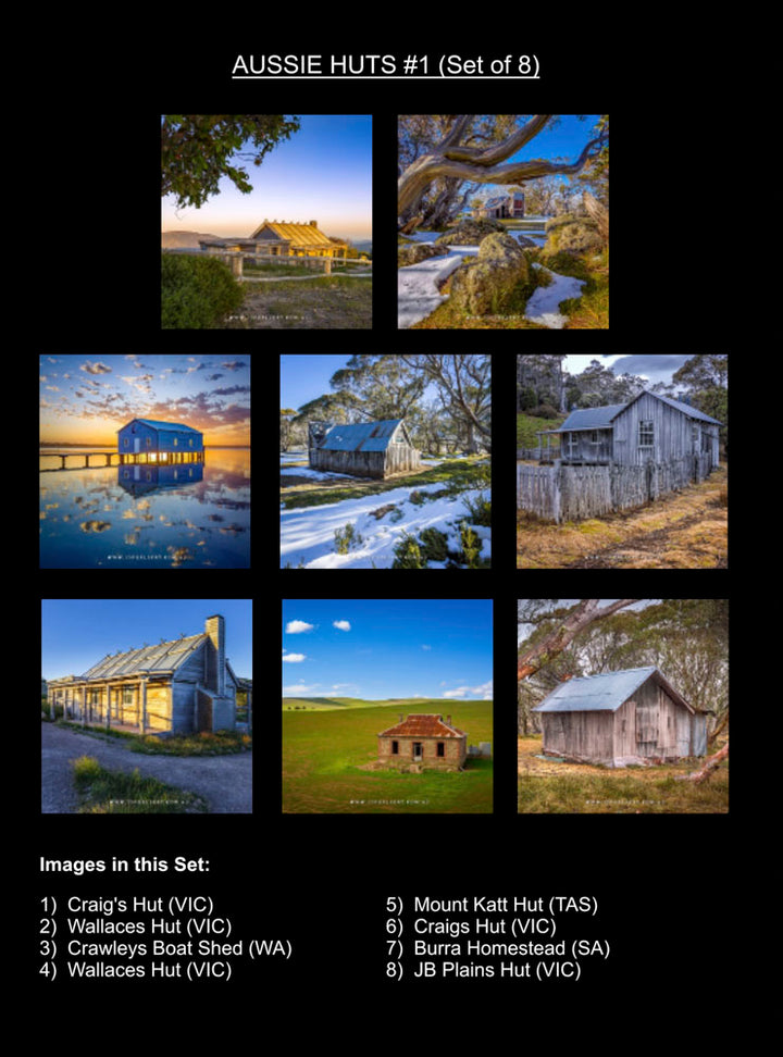 Rustic Heritage #1: Aussie Huts Coaster Collection (Set of 8)