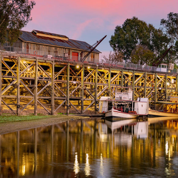 Echuca Wharf (Square) Jigsaw Puzzle by Artist Jaime Dormer and Manufactured by QPuzzles in Queensland
