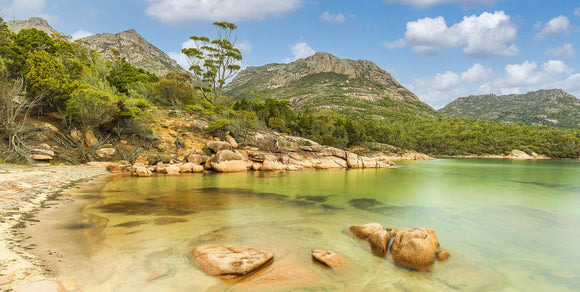 Freycinet National Park (Panorama) Jigsaw Puzzle by Artist Jaime Dormer and Manufactured by QPuzzles in Queensland