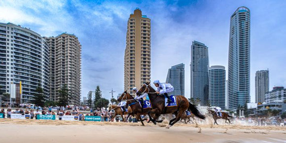 Magic Millions 2020 Beach Race (Pano) Jigsaw Puzzle by Artist Jaime Dormer and Manufactured by QPuzzles in Queensland