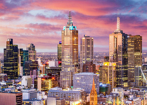 Melbourne CBD (Landscape) Jigsaw Puzzle by Artist Jaime Dormer and Manufactured by QPuzzles in Queensland