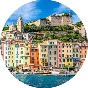 Porto Venere (Round) Jigsaw Puzzle by Artist Jaime Dormer and Manufactured by QPuzzles in Queensland