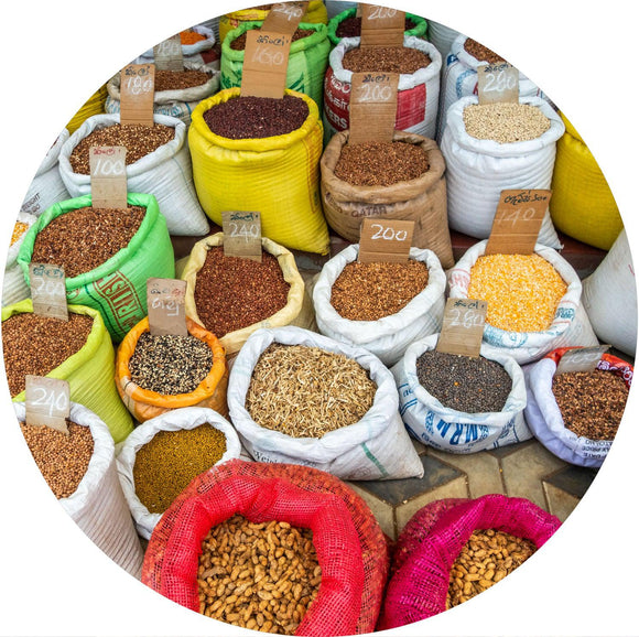 Spice Market (Round) Jigsaw Puzzle by Artist Jaime Dormer and Manufactured by QPuzzles in Queensland