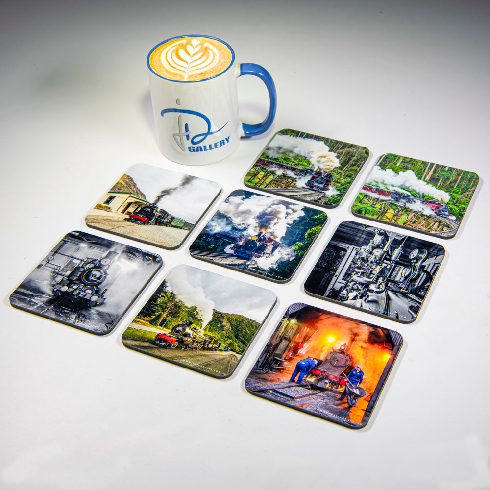 Jaime Dormer’s Timeless Steam Train Coaster Collection (Set of 8) Gift ...